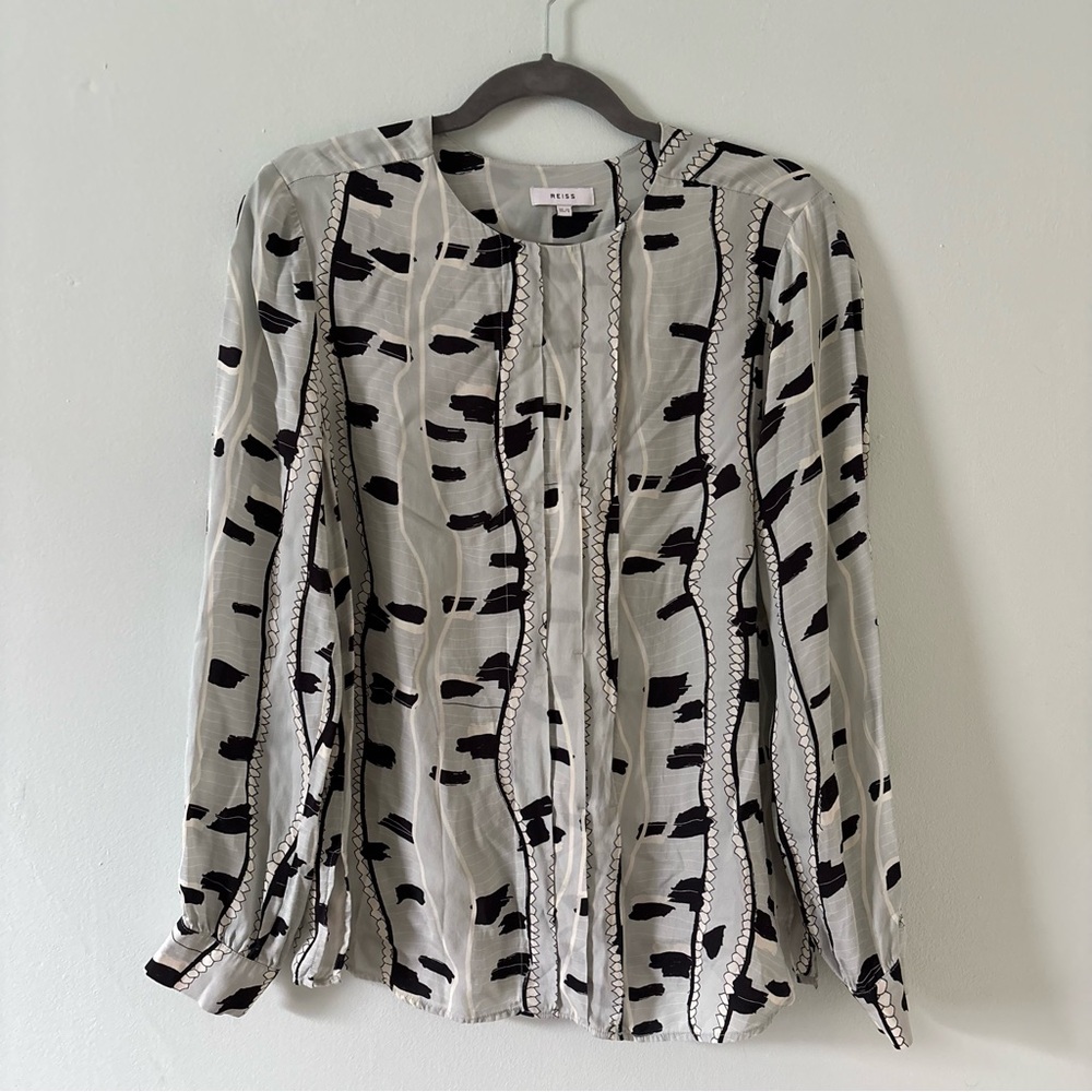 Reiss Black and White Sheer Top